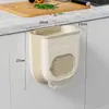 Cubo de basura de cocina montado en la pared, Contenedor de almacenamiento para puerta de armario doméstico, Cubo plegable de gran capacidad para residuos de alimentos, Papelera sin perforación