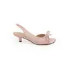 Sandálias Slingback Chuyuji Estilo Francês Exquisitas de Salto Fino 5,5cm para Mulheres, Novas de Verão com Laço, Bico Aberto, Bico Quadrado, Salto Alto