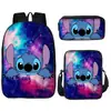 Mochila Nueva de Comercio Exterior Puntada Anime Periférico Estampada Bolsa Escolar Juego de Tres Piezas Bolso de Hombro Estuche para Lápices Bolsa para el Almuerzo