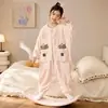 Pijama de una pieza para niños, Otoño e Invierno, Franela Engrosada Anti-Patada Cálido Coral Fleece, para Niños Medianos y Grandes, Ropa de Casa para Niñas