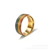 Anillos Populares Transfronterizos Europeos y Americanos de Acero de Titanio de Colores para Mujer, Anillos de Pareja con Esmalte de Siete Colores, Anillos Más Vendidos en Amazon para Hombre