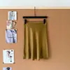 Regras Minimalistas: Saia de Seda de Amônia de Cobre, Saia Fluida, Saia de Cetim Cauda de Peixe, Saia Midi Emagrecedora e Elegante Estilo Old Money