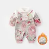Macacão Estilo Chinês para Bebê Recém-Nascido Roupas de Bebê Inverno Lua Cheia Cem Dias Roupa Quente Forrada com Fleece Inverno 5622