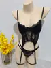 Comercio Exterior Transfronterizo Soporte de Acero Ligero de Piernas Conjunto de Ropa Interior Erótica Europea y Americana de Encaje Puro Deseo Tentación Sexy Tanga