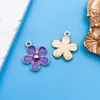 Mixto 30 flor de aleación de aceite púrpura amor pequeño colgante aretes hechos a mano pulsera accesorios de joyería diy venta al por mayor