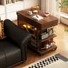 Gabinete Lateral de Sofá de Lujo Ligero y de Gama Alta, Mesa Lateral Minimalista para Sala de Estar, Carrito Moderno Móvil Multifuncional, Gabinete Lateral Plegable