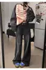 Jeans rectos retro estilo americano en negro y gris para mujer, nueva colección de otoño, talla grande, cintura alta, corte holgado y pantalones de pierna ancha adelgazantes