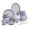 Conjunto de Louça de Cerâmica de Alta Temperatura com Cores Sob Esmalte de Jingdezhen para Uso Doméstico, Incluindo Tigelas de Arroz, Pratos de Jantar, Tigelas de Macarrão, Tigelas de Sopa e Tigelas de Cerâmica com Padrão de Faca