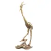 Decoração de Pet de Chá Folha de Lótus e Garça em Latão, Ornamento Vintage para Mesa de Escritório, Decoração Criativa de Garça