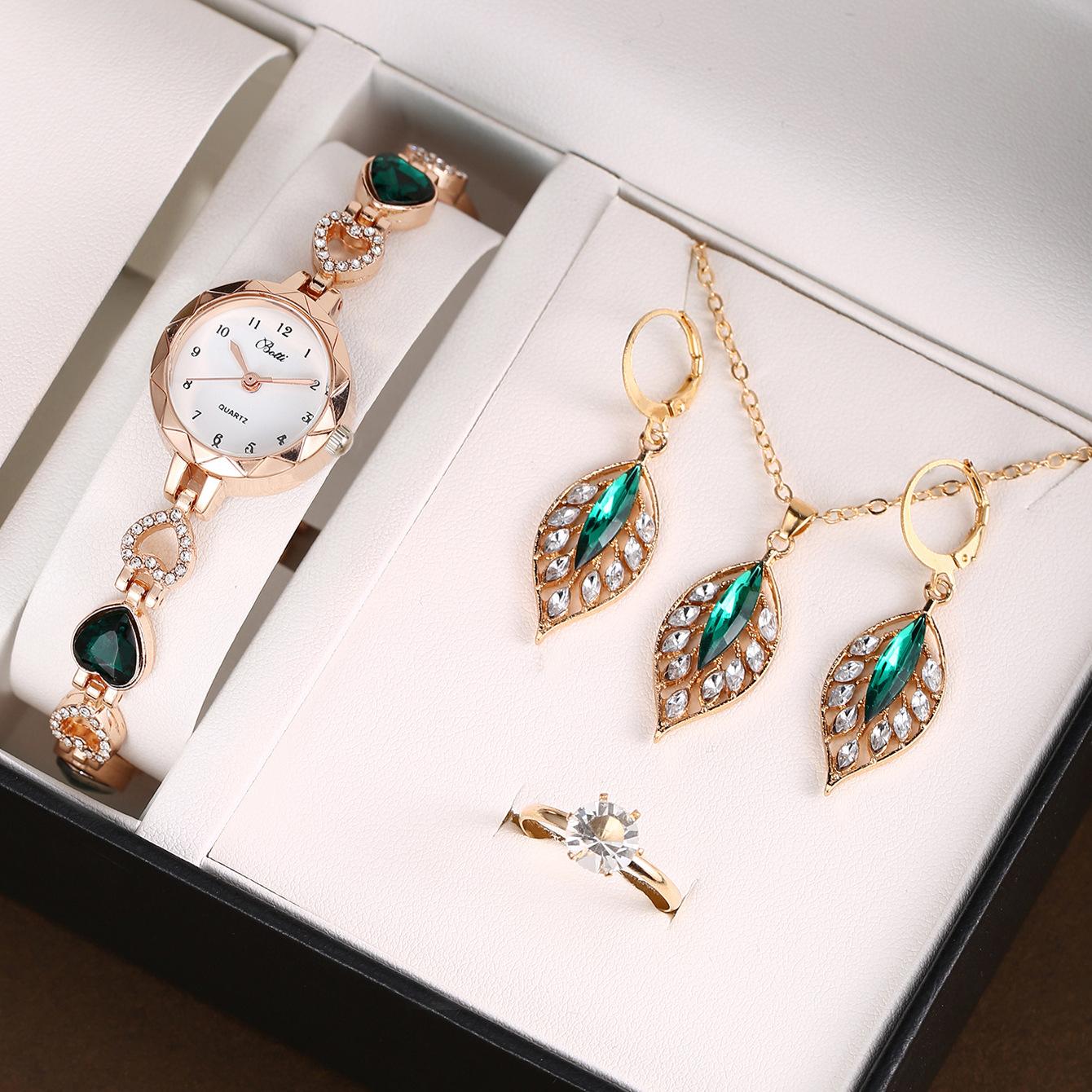 4件套绿色叶子首饰套装(绿色手表) (3).JPG