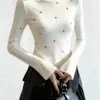 Suéter de Punto Blanco de Cuello Redondo y Manga Acampanada Estilo Minimalista para Mujer, Nuevo Top Básico Ajustado Primavera 2026