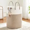 Cesta de Almacenamiento Cuadrada Tejida de Cuerda de Algodón Transfronteriza, Cesta de Almacenamiento Multifuncional, Cesta para Ropa Sucia de Bebé en el Baño, Almacenamiento de Juguetes y Mantas