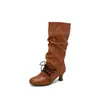 Botas para Mujer Talla Extra Grande Europeas y Americanas de Amazon, Zapatos de Mujer de Tacón Alto para Otoño e Invierno, Talla 40-50, Botas de Piel, Tacón de Aguja, Botas de Moda sin Cordones para Mujer