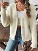 Casaco Feminino de Vison Sintético Transfronteiriço Moda Europeia e Americana Outono e Inverno Botão de Pérola Tricotado Casaco Curto Suéter Cardigã