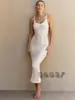 2026 Verano Nuevo Estilo Europeo y Americano Transfronterizo Comercio Exterior Playa Casual Color Sólido Camisola de Punto Vestido de Punto para Cubrir
