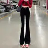 Jeans pitillo negros para mujer 2024 primavera modernos nuevos de cintura alta adelgazantes corte ajustado pantalones de campana en forma de herradura