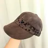 Nuevo Sombrero Otoño Invierno Ante Terciopelo Sombrero de Equitación Salida Protección Solar Estampado de Leopardo Bloque de Color Moda Gorra Plana Tendencia