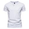 2026 Ropa Masculina Transfronteriza de Comercio Exterior Camiseta Casual de Manga Corta con Cuello en V para Hombres Jóvenes Camisa Henley Deportiva Ajustada de Color Puro
