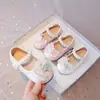 Nuevos Zapatos de Cuero para Niñas Otoño 2024 Antideslizantes Suela Suave Zapatos de Princesa Moda para Bebés Zapatos de Cristal Zapatos Individuales de Rendimiento