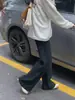 Diseñados con Estilo, Pantalones Casuales Rectos de Mujer para Otoño e Invierno, de Cintura Alta, Caída Suelta, Largo hasta el Suelo, con Patrón de Punto Retorcido