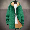 Chaqueta de Estilo Nuevo con Elementos de Patrón Multicolor Cremallera B35 Capucha Cardigan Grueso Invierno Forro Polar Algodón Abrigo con Forro Amarillo