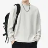 Camiseta de manga comprida pesada para homens, marca moderna nova primavera/outono 2026, camiseta básica casual solta de gola redonda, moletom moderno