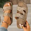 Pantuflas Planas de Verano para Mujer, Sandalias Casuales, Zapatos de Mujer con Suela de Corcho, Zapatos de Playa, Sandalias Abiertas de Doble Hebilla para Mujer para Uso en Exteriores