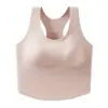 Sujetador sin espalda en forma de I sin costuras, se puede usar como prenda exterior, sujetador deportivo de alta elasticidad con almohadillas para el pecho incorporadas, camiseta sin mangas para mujer