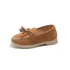 Zapatos de Cuero para Niños Exportación 2026 Nuevo Estilo Primavera y Otoño Mocasines Bajos para Niñas Zapatos Individuales de Moda Retro con Borla para Niñas Pequeñas