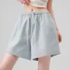 Shorts Transpirables de Lino Tencel para Mujer con Cintura Elástica y Cordón, Talla Grande, Adecuados para Cuerpo Tipo Pera, Cubren Cadera, Adelgazantes, Pantalones Casuales para Salir