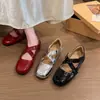 Zapatos Casuales para Mujer con Puntera Cuadrada y Tacón Bajo, que Aumentan la Altura, Modelo Nuevo 2026, Color Plateado, Cierre de Velcro, para Verano