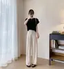 ¡Efecto de Piernas Más Largas! Pantalones Largos Casuales de Lino Tencel de Gama Alta con Caída, Protección Solar de Algodón y Lino, Pierna Recta Ancha de Largo Completo para Mujer