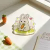 Ímãs de geladeira fofos e calmantes em estilo pixel de acrílico, adesivos magnéticos retrô de plantas verdes e pequenos animais em desenho animado, decoração para casa