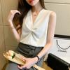 Camisa de Gasa sin Mangas para Mujer Verano 2024 Nuevo Diseño Elegante Nicho Top Camisola Exterior