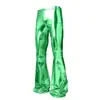 Pantalones de Pierna Ancha Largos Brillantes con Cintura Elástica Estilo Europeo y Americano Transfronterizo Sexy para Escenario Hombres Cuero Sintético Brillante Moda Acabado Brillante