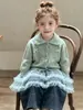 Nueva pieza mágica versátil para niñas: Falda decorativa linda de algodón y malla en capas estilo coreano para niñas pequeñas