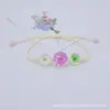 Pulsera de Encaje de Flor Real y Perlas de Vidrio Estilo Nuevo Gema del Tiempo Cielo Estrellado Pulsera de Flor Seca Regalo para Pareja Estudiante para Mujer