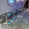 Silla plegable transparente engrosada estilo industrial, popular en cafeterías en línea, teterías, pastelerías de postres y pasteles, juego de mesa y sillas de acero inoxidable