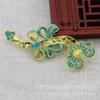 Accesorios de Joyería Goteo de Aceite Imitación Jade Hecho a Mano DIY Cobre con Conservación de Color 52*22mm Estilo Antiguo Material Hecho a Mano B3492
