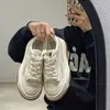 Zapatillas blancas de suela gruesa y punta redonda para mujer, nuevo diseño casual de bloques de color para otoño 2026, hace que los pies parezcan más pequeños, zapatillas deportivas versátiles estilo ins