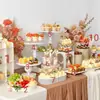 Soporte de exhibición de mesa de postres estilo crema decoración de mesa de boda soporte para pastel de cumpleaños bandeja de postres de hierro
