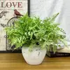 Plástico color nieve planta pegamento suave simulación Hierba persa Adiantum planta verde decoración hoja de helecho planta pared planta verde en maceta