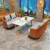 Juego de sofá de un asiento y mesa de centro para recepción de hotel, sala de reuniones de clientes, oficina de ventas, salón de belleza, centro comercial, mueble de sala de exposición, gama alta