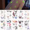 10 Piezas de Pegatinas de Tatuaje de Mariposa de Dibujos Animados Transfronterizas que Brillan en la Oscuridad, Pegatinas Corporales Divertidas y Personalizadas para Fiestas, Pegatinas Faciales Disponibles para Mayorista