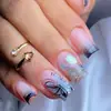 Gradiente Preto Linhas Elegantes Frescas Estilo Ins Europeu e Americano Comprimento Médio Manicure de Exportação Doce Europeu e Americano Unhas Postiças Atacado