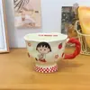 Taza con Licencia Oficial de Chibi Maruko-Chan, Linda Taza de Cerámica para Café para Niñas, con Asa y Cuchara, Calentable