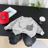 Conjunto de Roupa para Meninos Primavera e Outono, Novo Estilo de Primavera Roupas para Bebê Menino, Conjunto de Duas Peças com Moletom de Letras Casual Estiloso Venda por Atacado