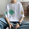 Talla Extra Talla Extra Camiseta Holgada de Manga Tres Cuartos para Hombre Estilo Coreano Camiseta Blanca Camiseta de Manga Corta de Moda para Estudiantes