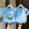 Camiseta de algodón puro de manga corta para niños en verano, top casual holgado elegante para bebé niño