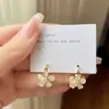 Brincos Personalizados de Luxo Leve de Nicho de Alta Qualidade para Mulheres, Doces Florais Franceses de Zircônia Vidro Pétala com Pedras de Diamante